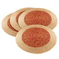 Gold 13 Inch Round Set of 4 Beaded Placemats O456378