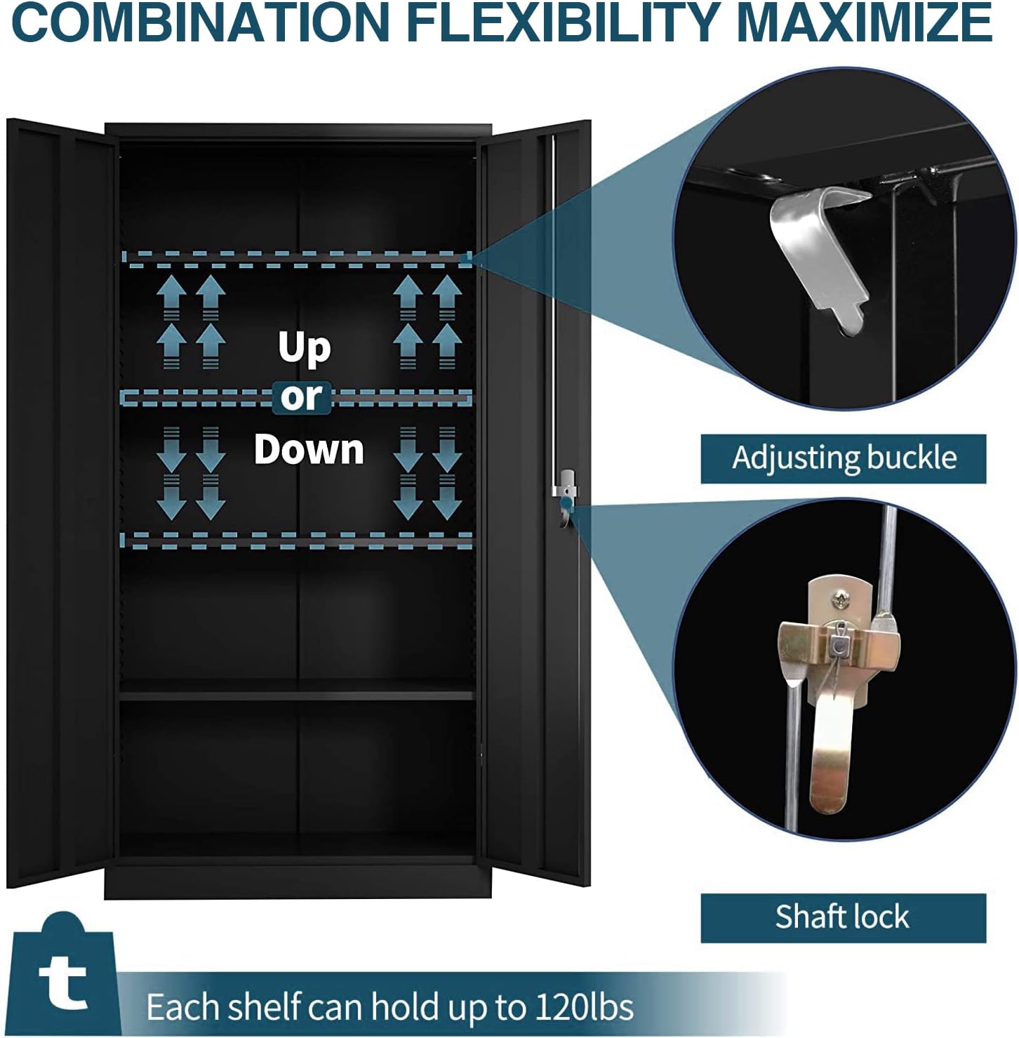 72'' Metal Storage Cabinet with 4 Adjustable Shelves Y640