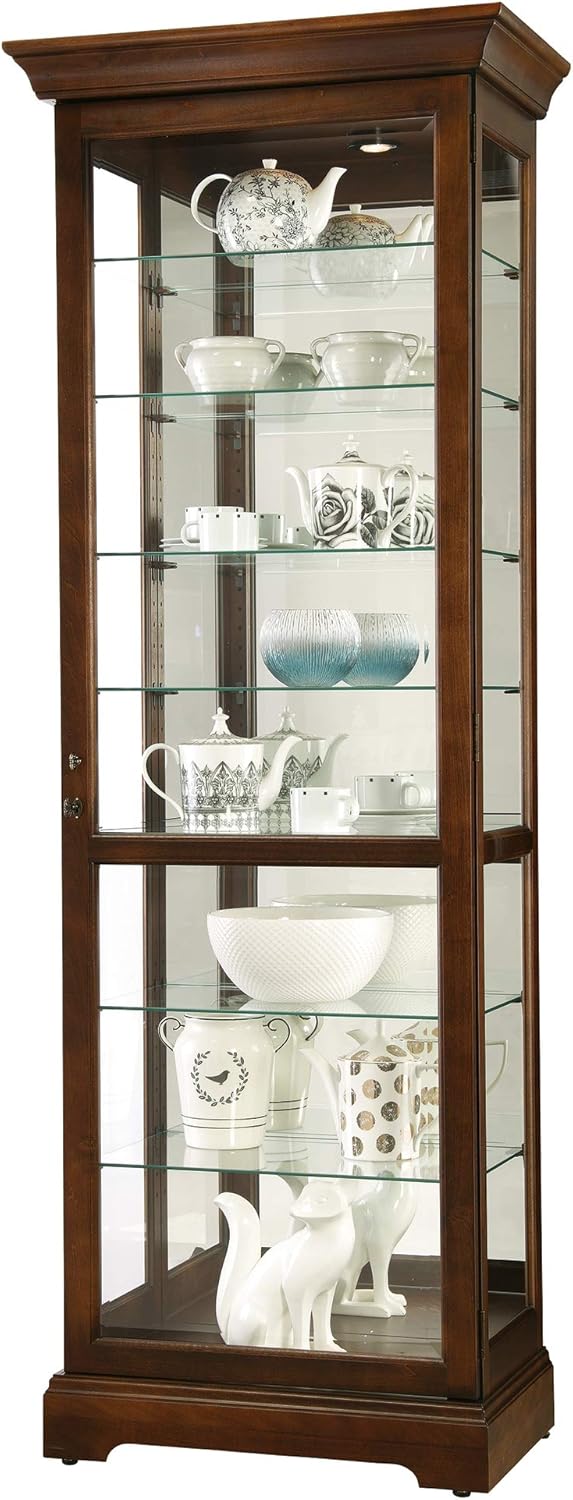 Cherry Bordeaux Seven Glass Shelves Curio Cabinet D138