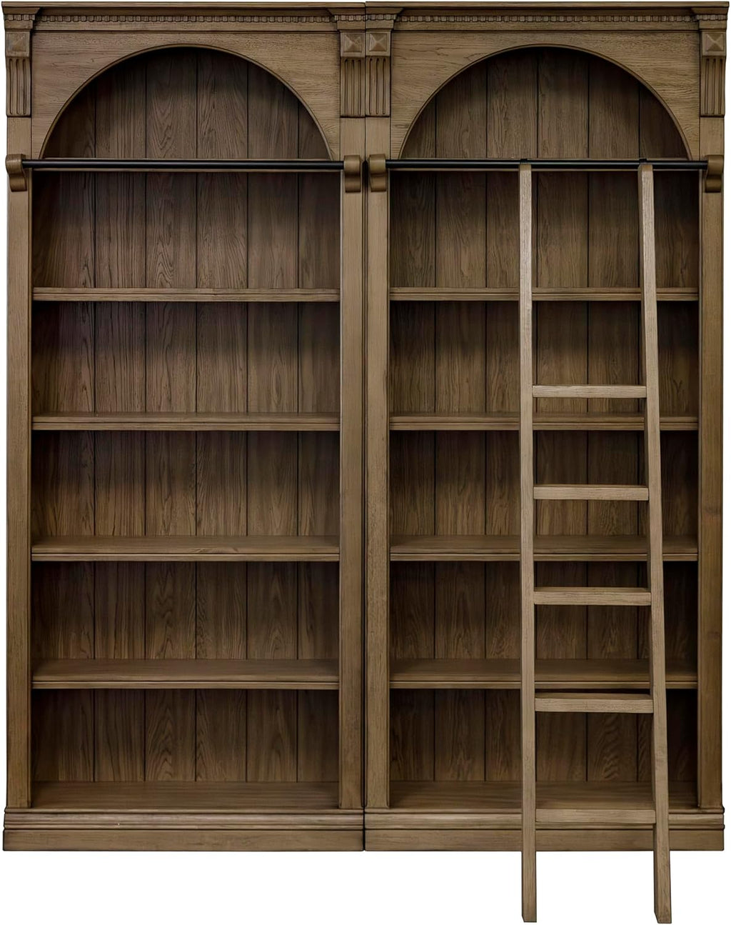 Brown 8' Tall Bookcase Wall with Ladder O396914