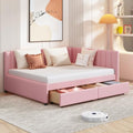Twin Linen Fabric Upholstered Daybed with Trundle D195