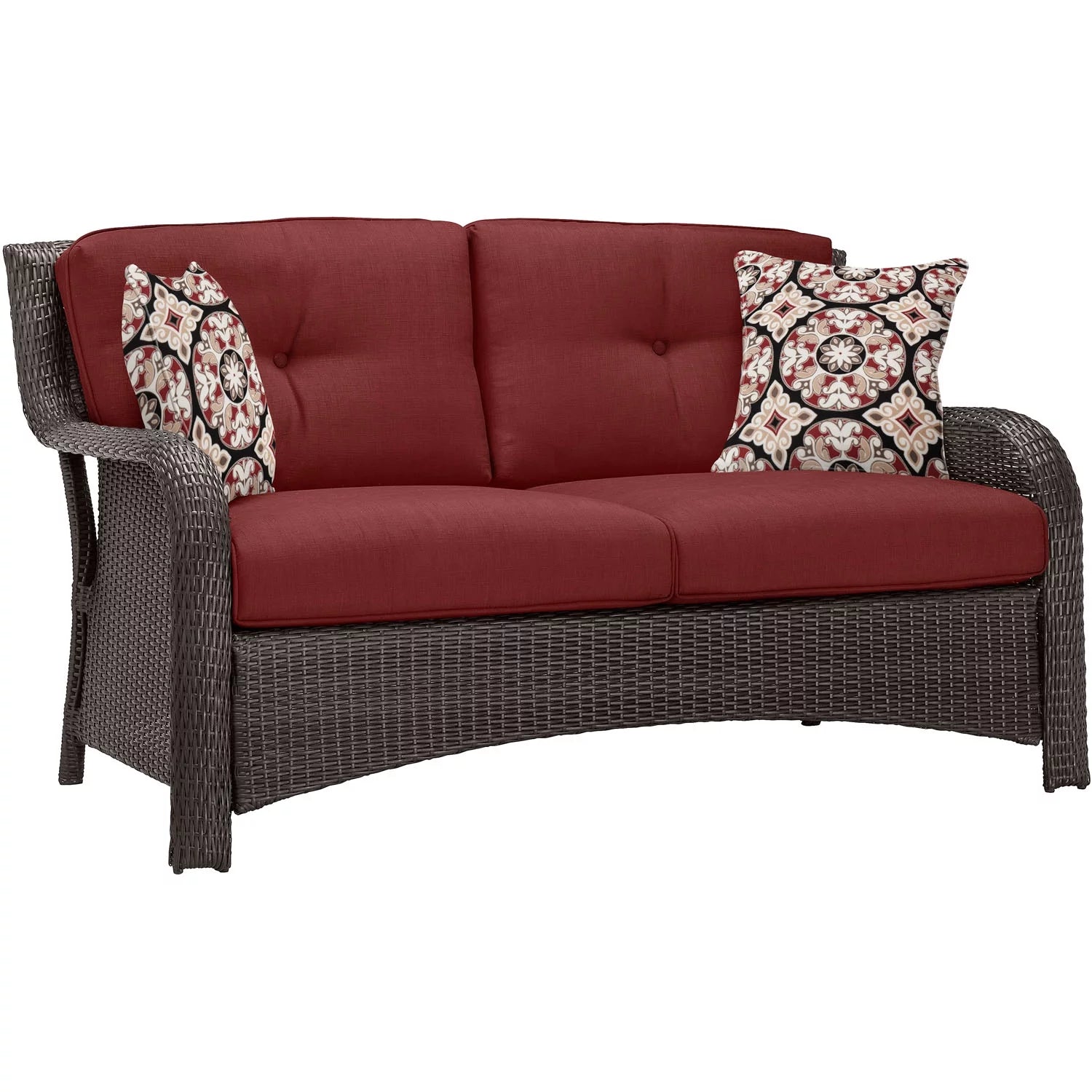 6-Piece Wicker Outdoor Conversation Set, Crimson Red Q21132