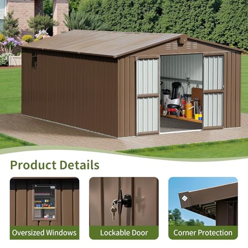 Brown Steel Outdoor Storage Shed C427926