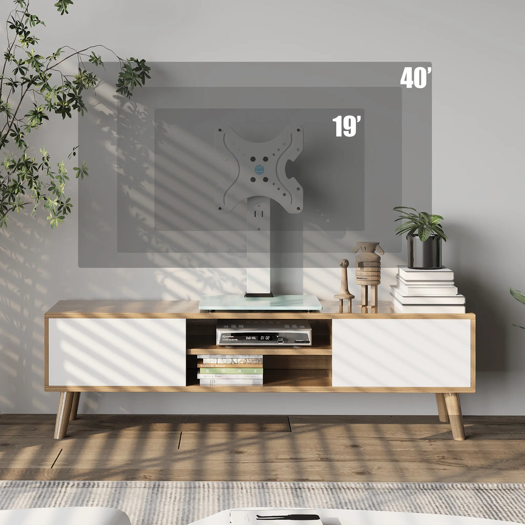 White Universal TV Stand Tabletop TV Base with Swivel Mount for 19''-40" inch Flat Screen Tvs S32388