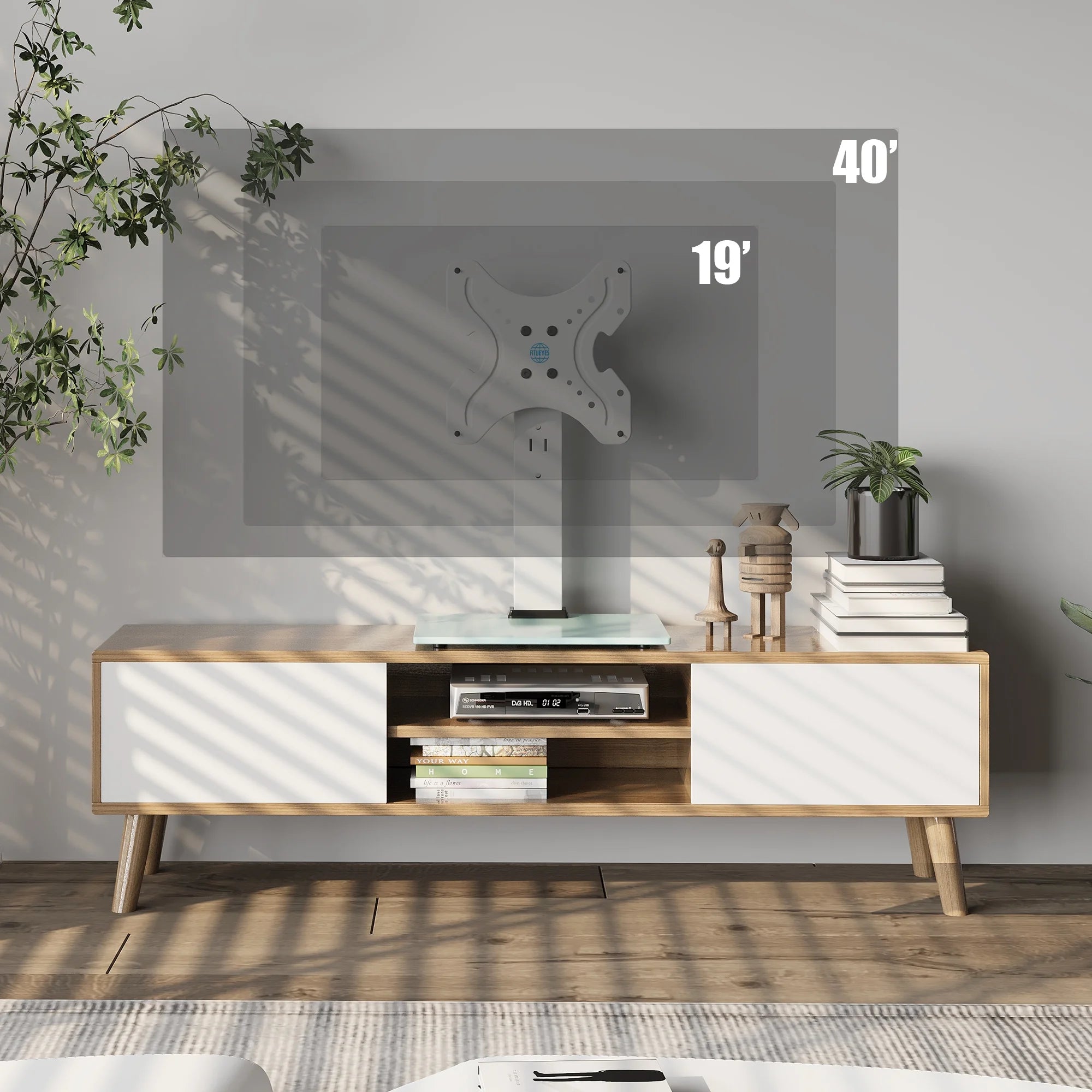 White Universal TV Stand Tabletop TV Base with Swivel Mount for 19''-40" inch Flat Screen Tvs S32388