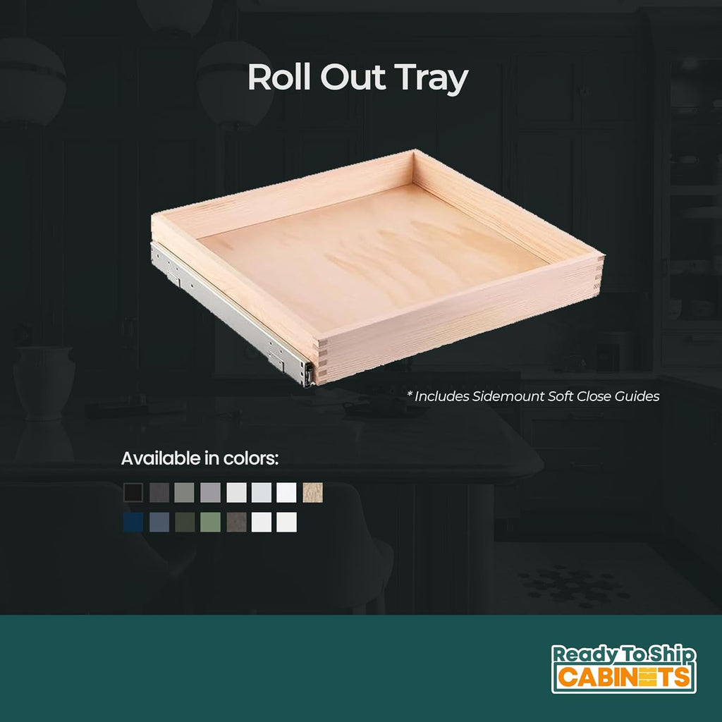21W x 4H inch White Roll Out Tray with Soft Close O944