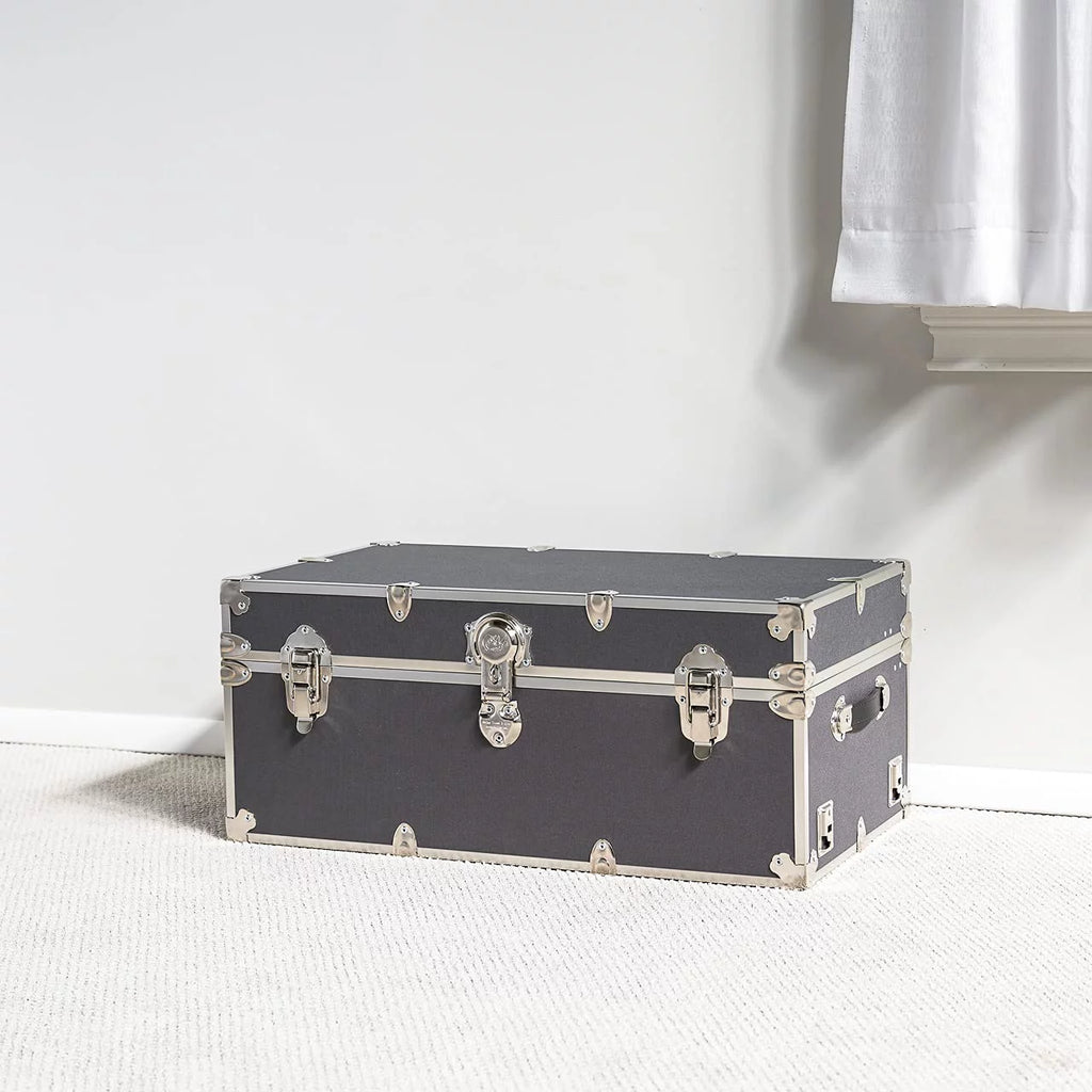 Large Leather Embossed Vinyl Trunk 32"x18"x14" Forest Green W328564