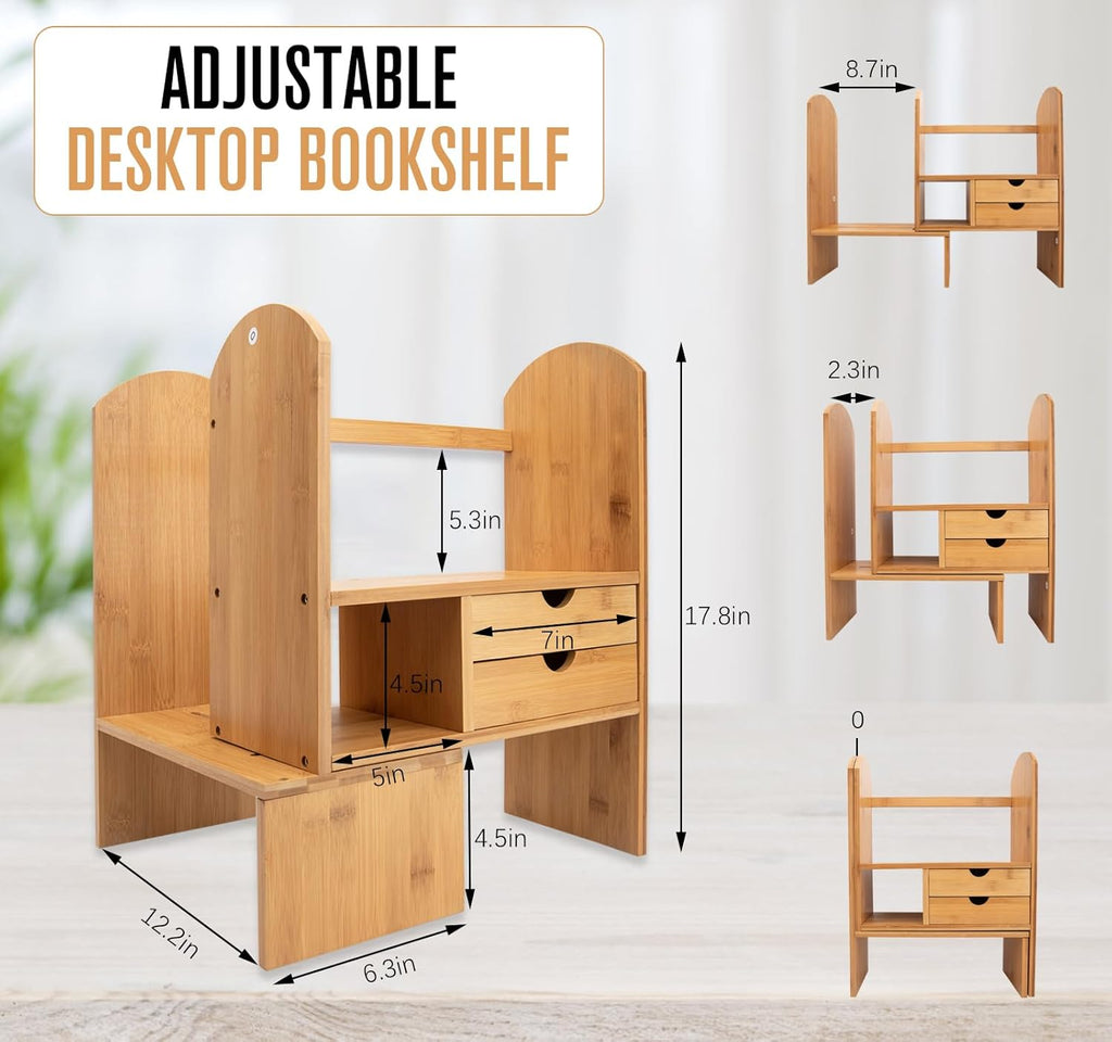 Bamboo Desktop Bookshelf Organizer J987