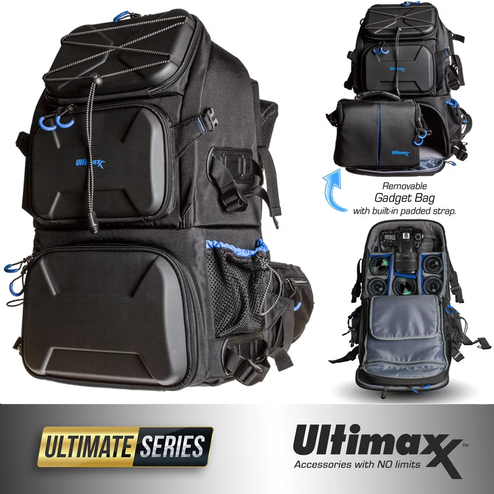 Heavy Duty Camera Backpack with Removable Gadget Bag & Waterproof Rain Cover S636