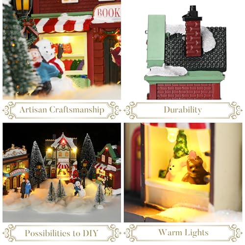 17 PCS Pre-Lit Christmas Village Set L57195