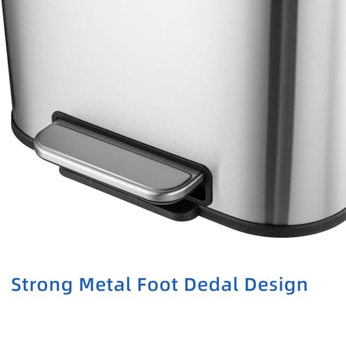 13 Gallon Stainless Steel Step Trash Can with Soft Close Lid O441344