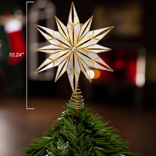 10-Light 12-Point Capiz Star Treetop F595