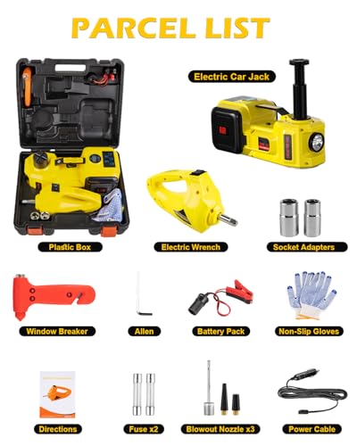 5 Ton 12V Electric Car Jack with E-Impact Wrench, Tire Inflator Pump and LED Light S669372