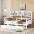 Twin Size Wood Daybed with Shelf and 2 Storage Drawers A431