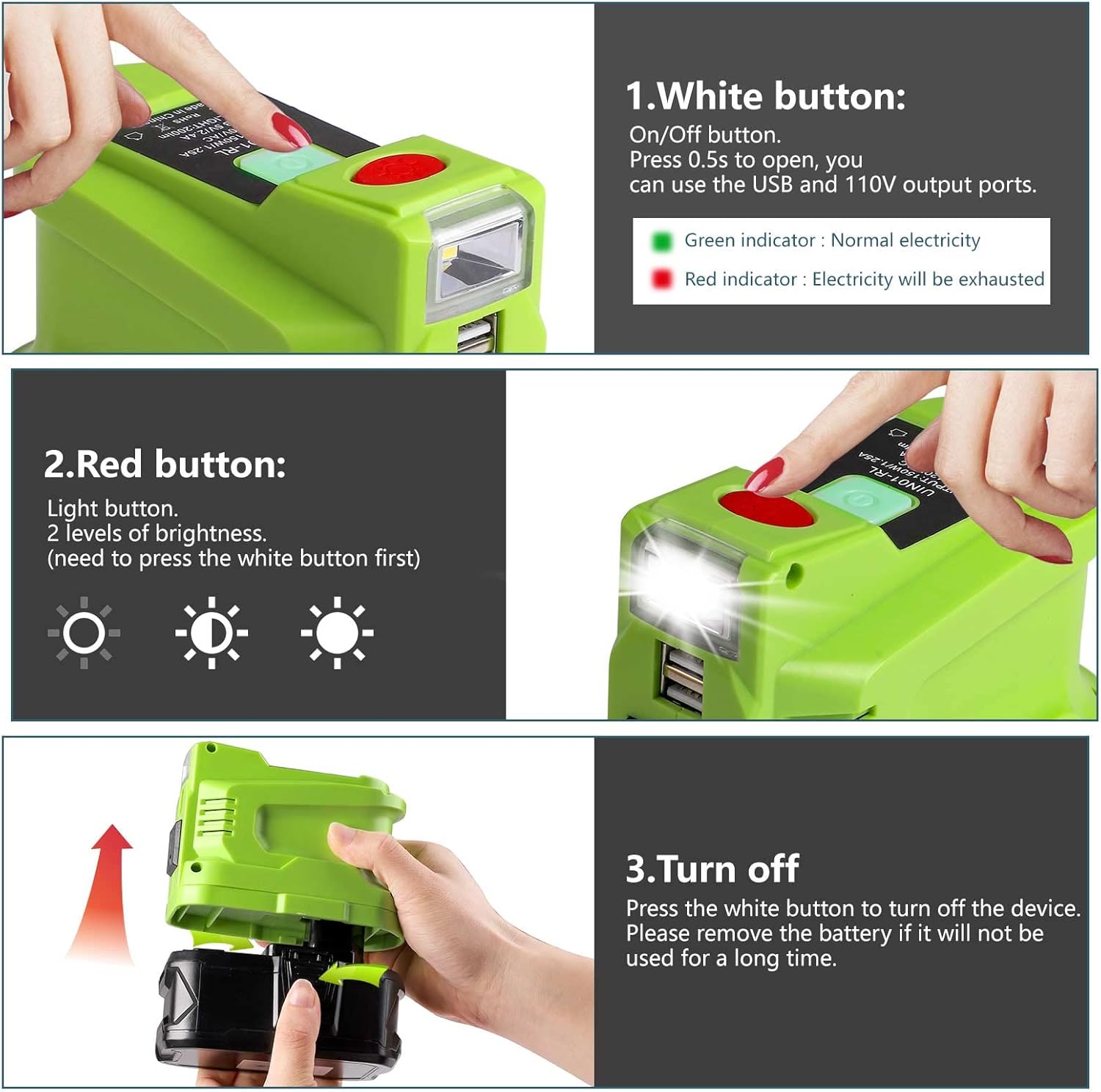 Power Inverter 150W Portable Charger DC 18V to AC 110 with AC/USB Port Y7386