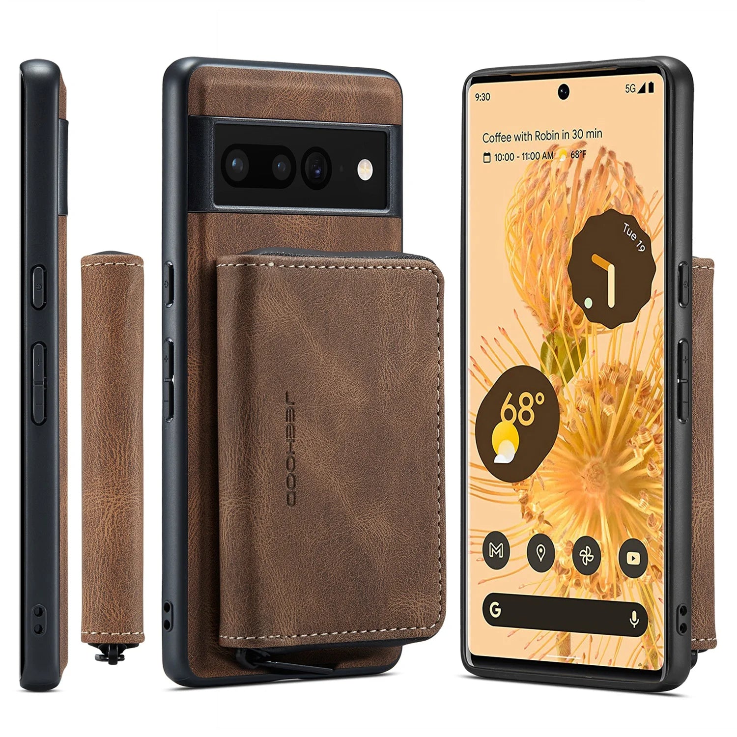 Brown Wallet Case for Google Pixel Fold 5G with Screen Protector V812073