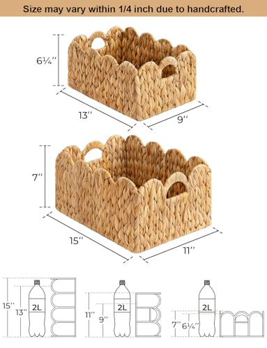 Scalloped Wicker Basket with Handles, Set of 2 K94345