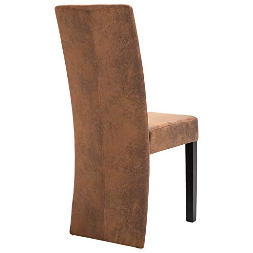 Brown Faux Suede Leather Dining Chairs 4 pcs L364