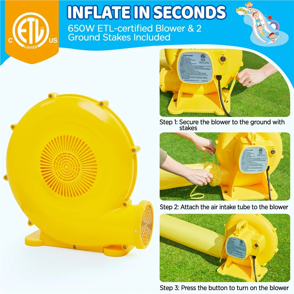 Dual Lane Inflatable Water Slide with Storage Bag & Blower V349519