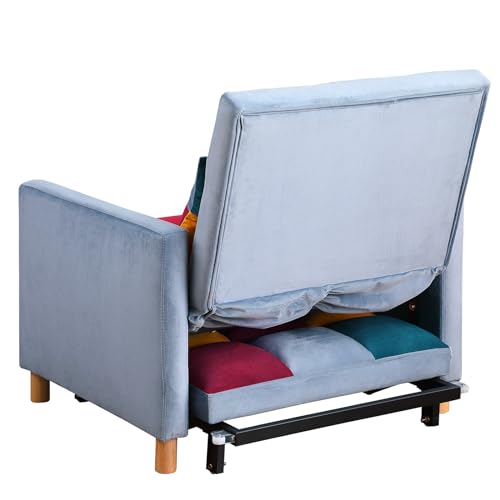 3-in-1 Convertible Chair Bed, 31.5 Inch Pull Out Sofa Bed with Adjustable Backrest, Solid Wood Feet H486