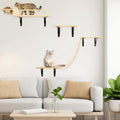 Set of 5 Cat Wall Shelves with 2 Cat Food Bowls, 1 Bridge Ladder & 3 Cat Wall Steps K53653