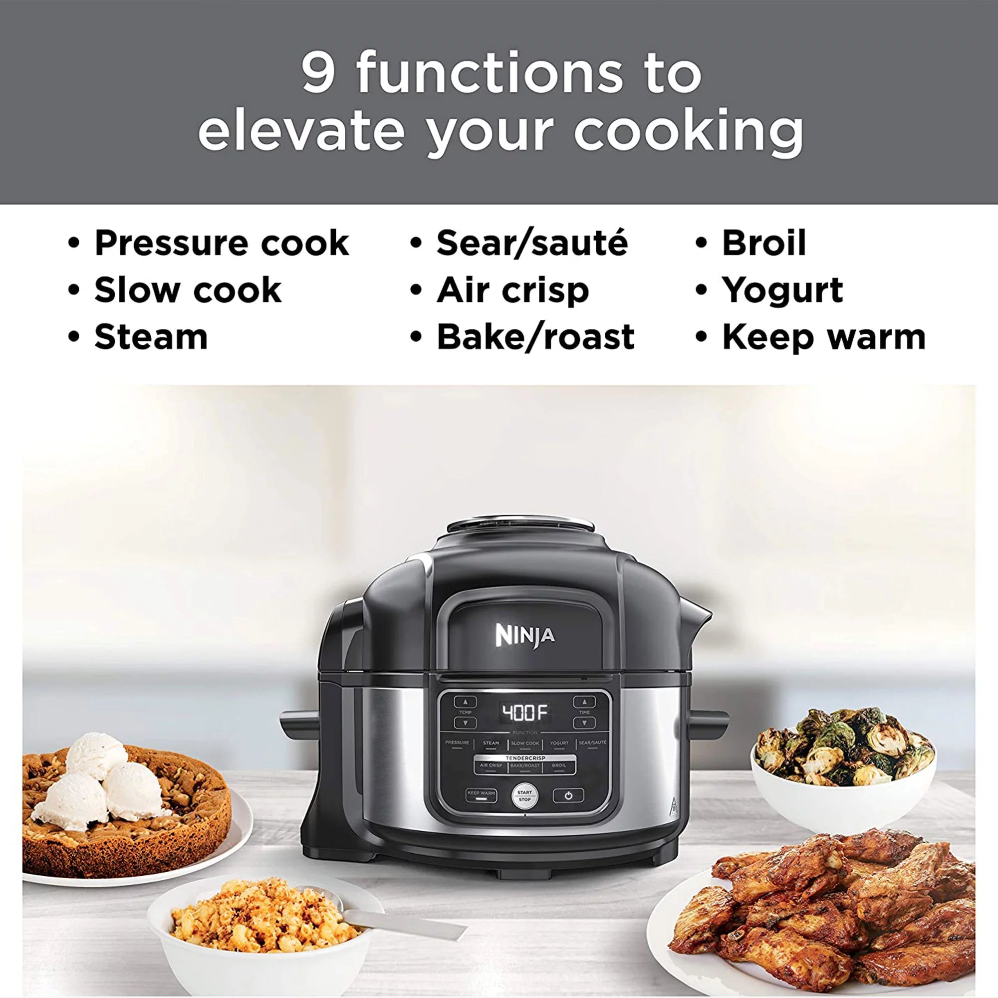 Silver 9 in 1 Pressure Cooker and Air Fryer N72463