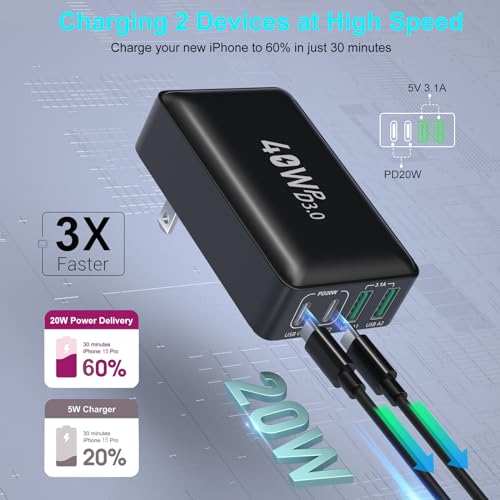 3 Pack Slim Flat Dual Port USB Wall Charger G187130