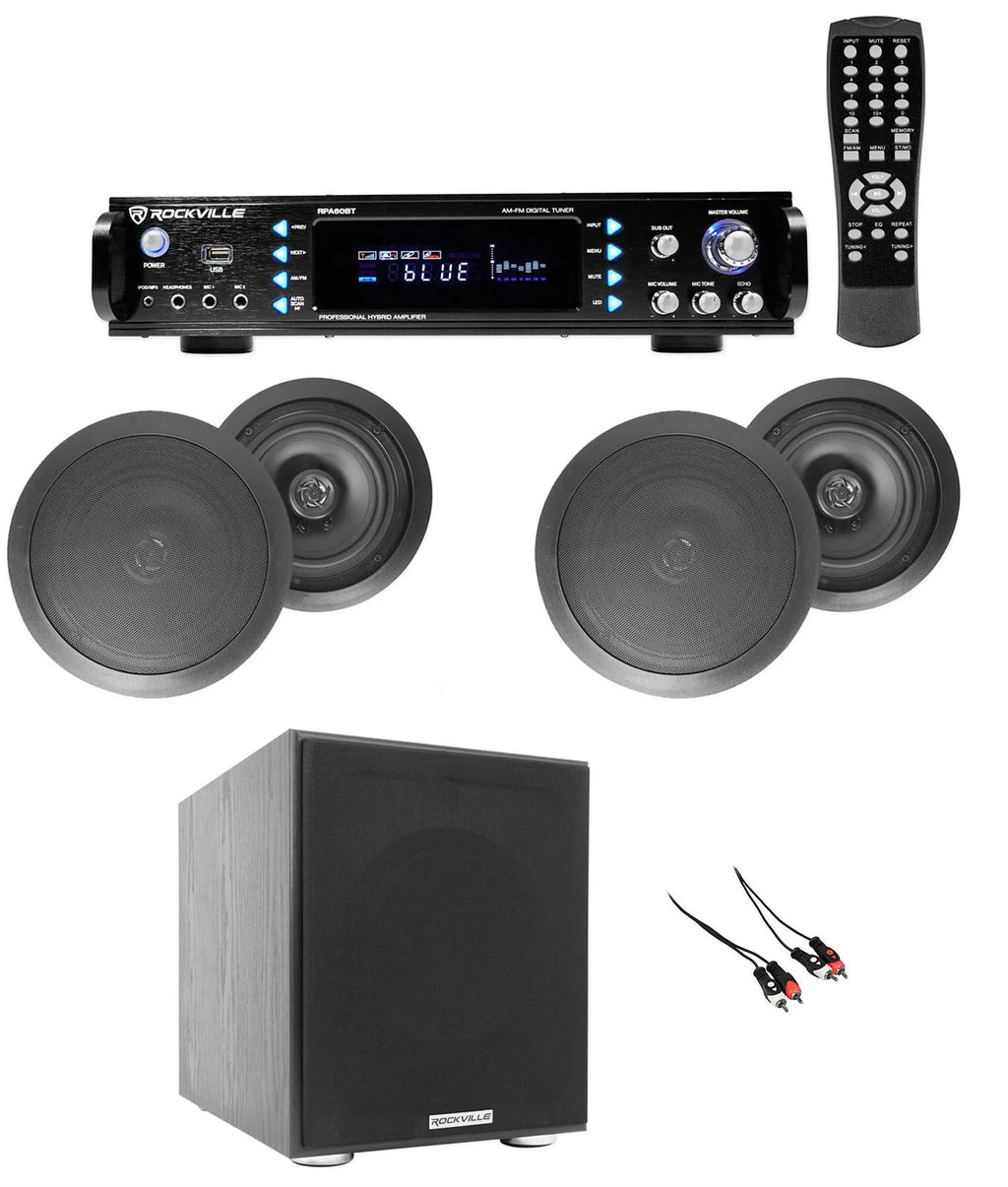 6.5" Black Ceiling Speaker Bluetooth Receiver Subwoofer Z4232