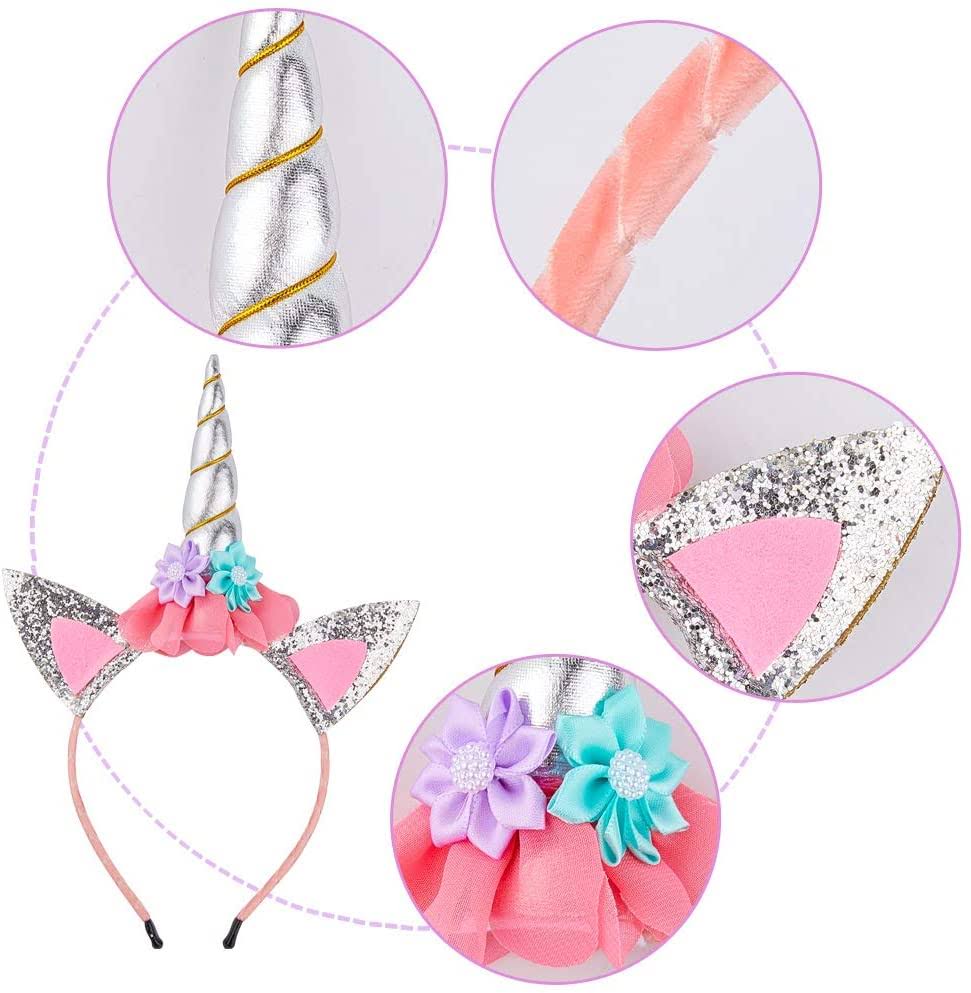 Silver Unicorn Headband and Birthday Sash Set B33251