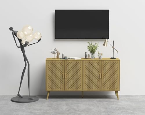 4 Doors Wood Sideboard Cabinet with Adjustable Shelves O16856