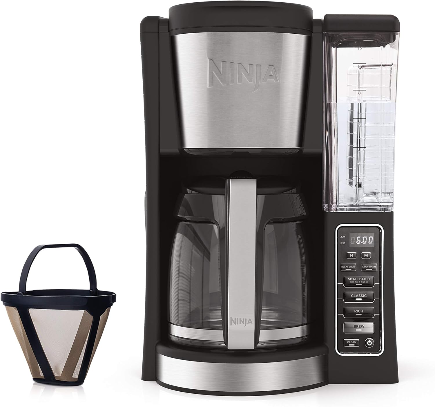 12-cup Glass Carafe Black Stainless Steel Programmable Brewer V78580