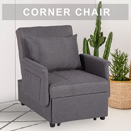 Black 3 in 1 Pull Out Sleeper Sofa Chair with Pillow M667