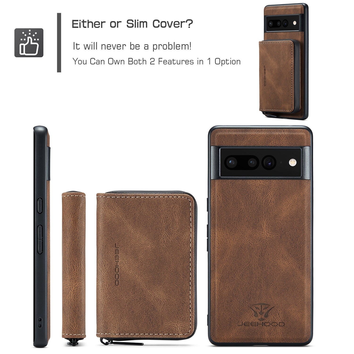 Brown Wallet Case for Google Pixel Fold 5G with Screen Protector V812073