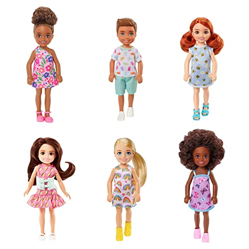 Chelsea Doll with Long Blonde Hair & Blue Eyes Wearing Removable Purple Flowered Dress & Yellow Shoes Z62816