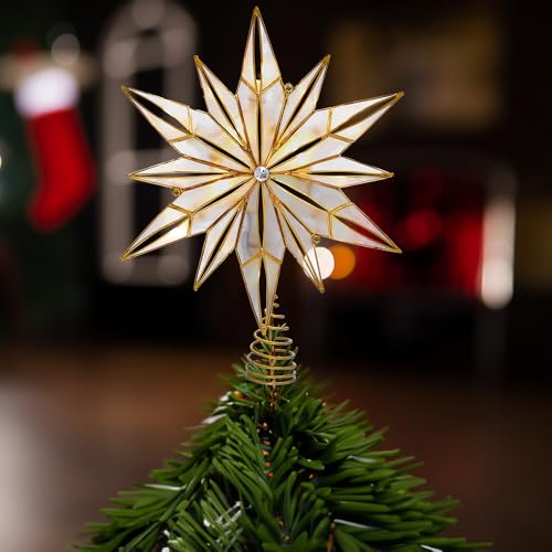 10-Light 12-Point Capiz Star Treetop F595