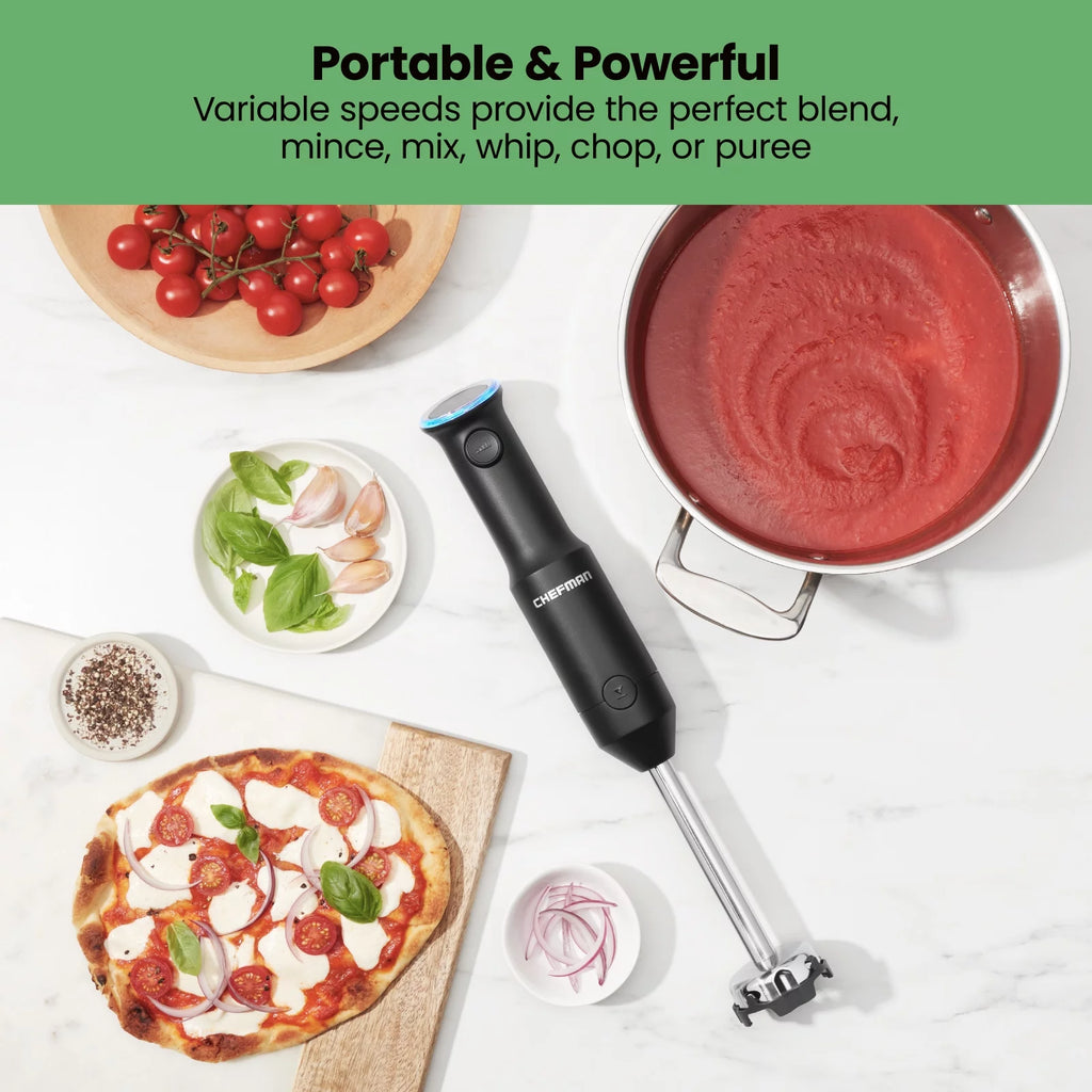 Black Cordless Handheld Immersion Blender with Stainless-Steel Blade C901013