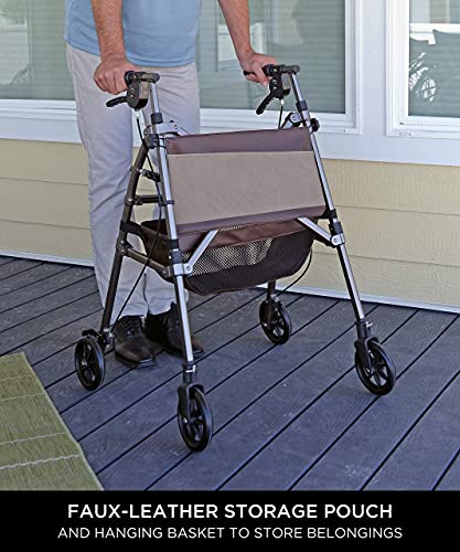 Short Foldable 4-Wheel Rolling Walker with Seat and Locking Brakes Q60871