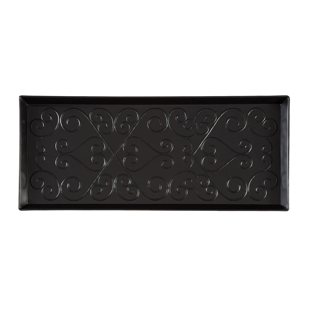 Black Metal Boot Tray with Coir Insert M455