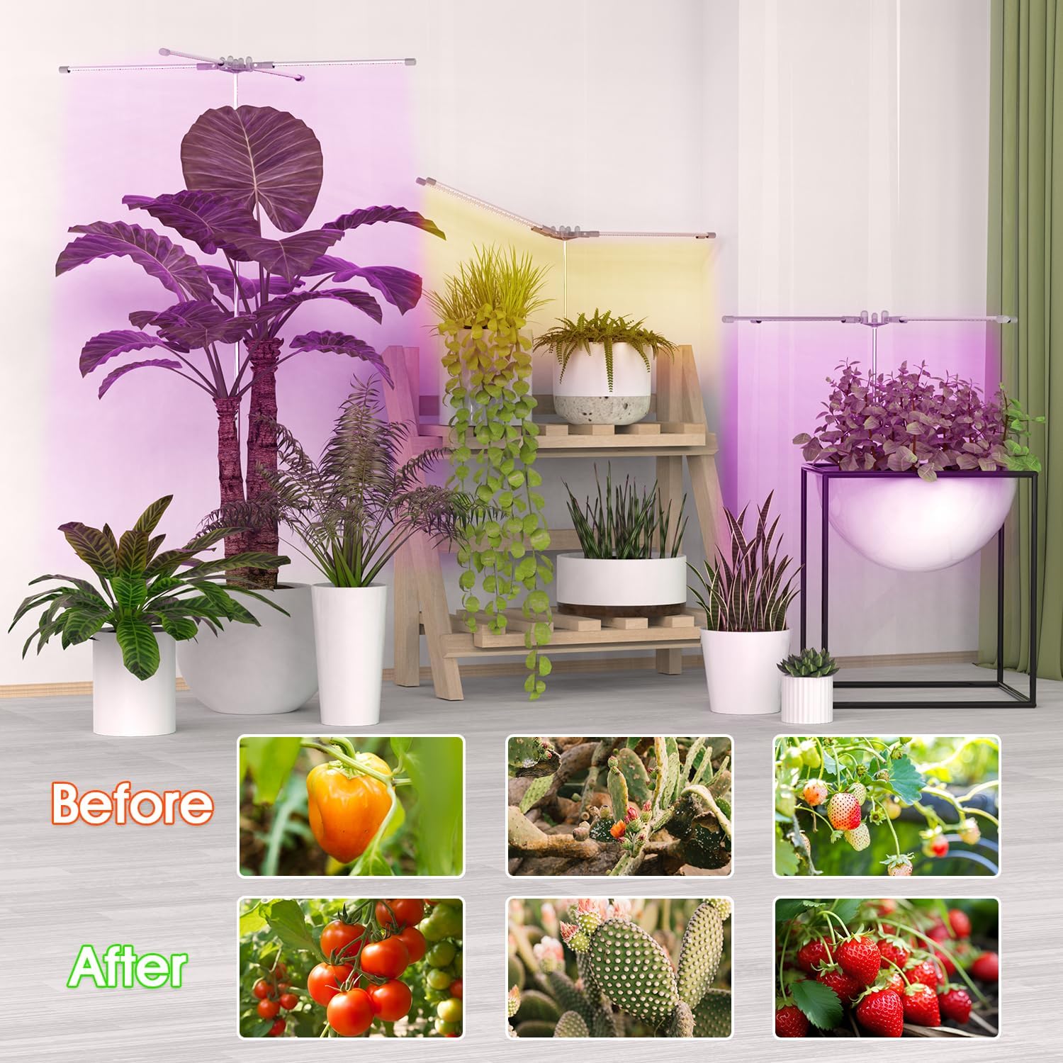 Full Spectrum Grow Light with Height Adjustable Plant Stand O89946