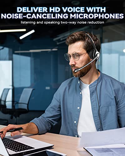 Corded Telephone Headset with Noise Canceling Mic and Quick Disconnect M306206