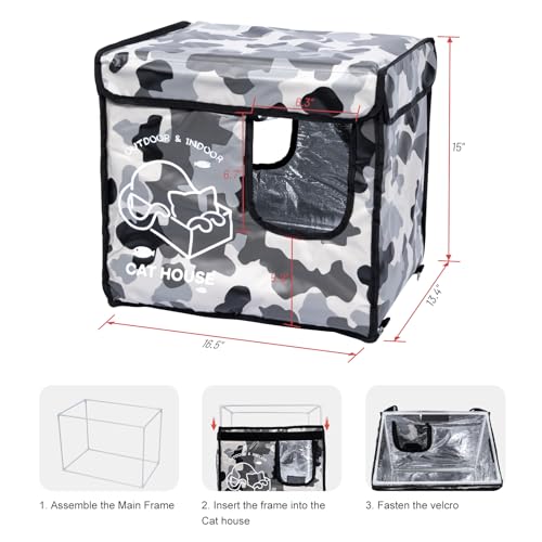 Insulated Waterproof Oxford Cloth Cat Shelter (Green) Q656053