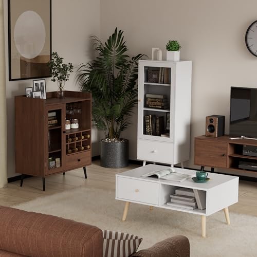 Brown Wood Coffee Bar Cabinet with Storage U59435