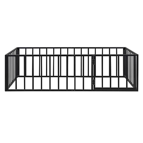 Full Montessori Floor Bed with Door (Black) L720405