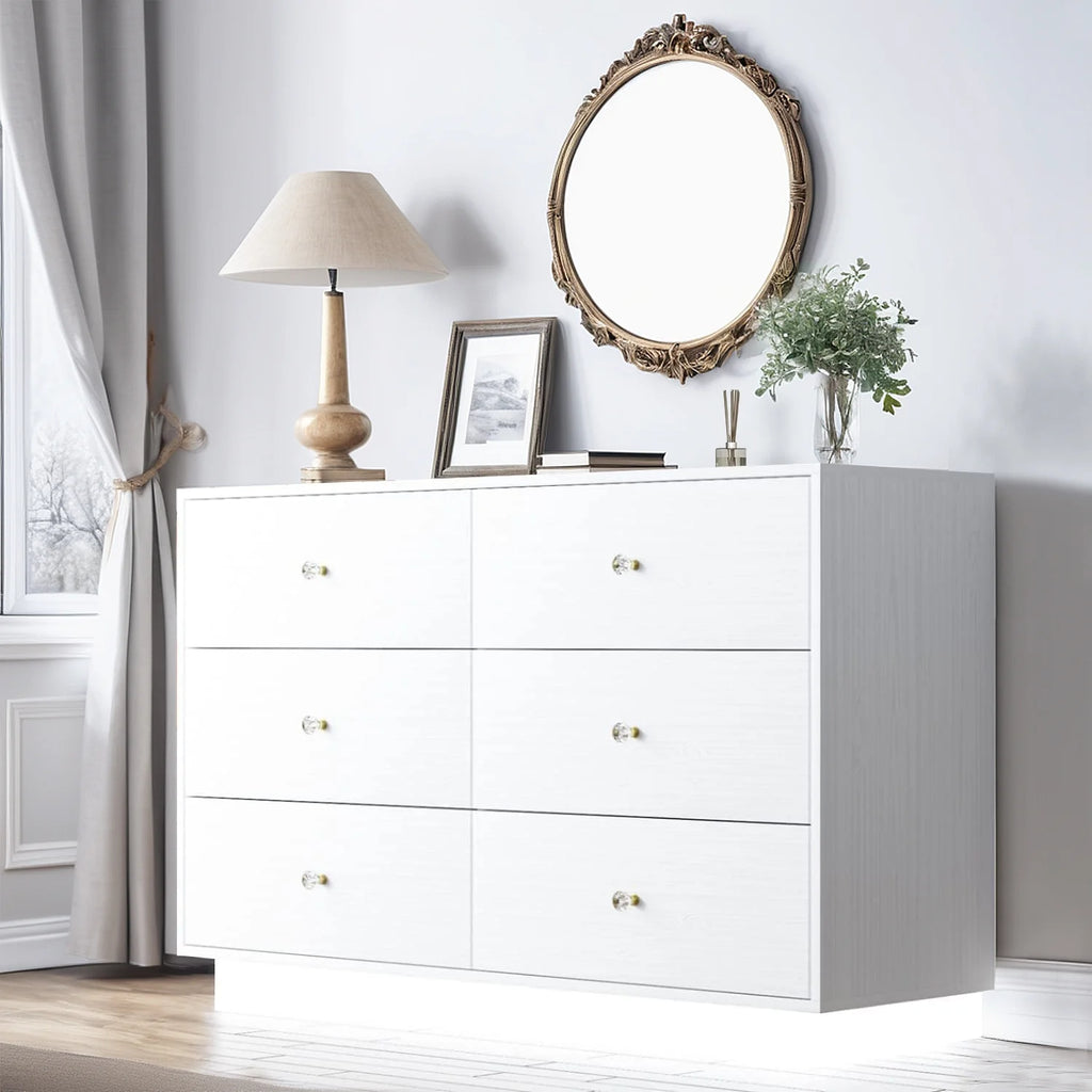 White 6 Drawer Dresser U82011