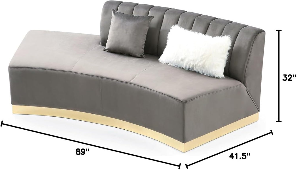 Dark Gray Armless Velvet Curved Sofa Y2212