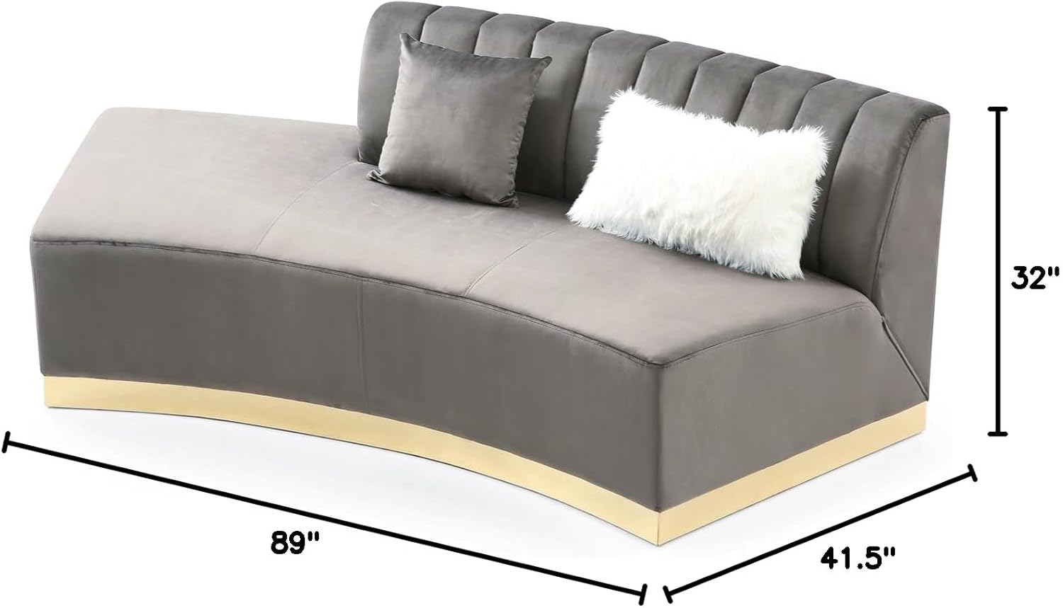 Dark Gray Armless Velvet Curved Sofa Y2212