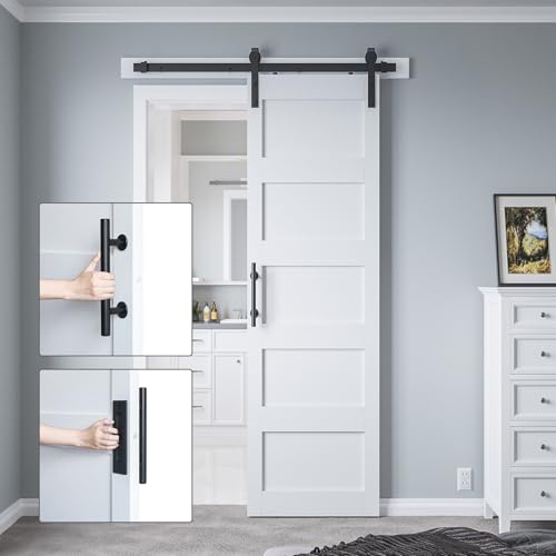 White 5 Panel Sliding Barn Door with 6ft Hardware Kit D306596