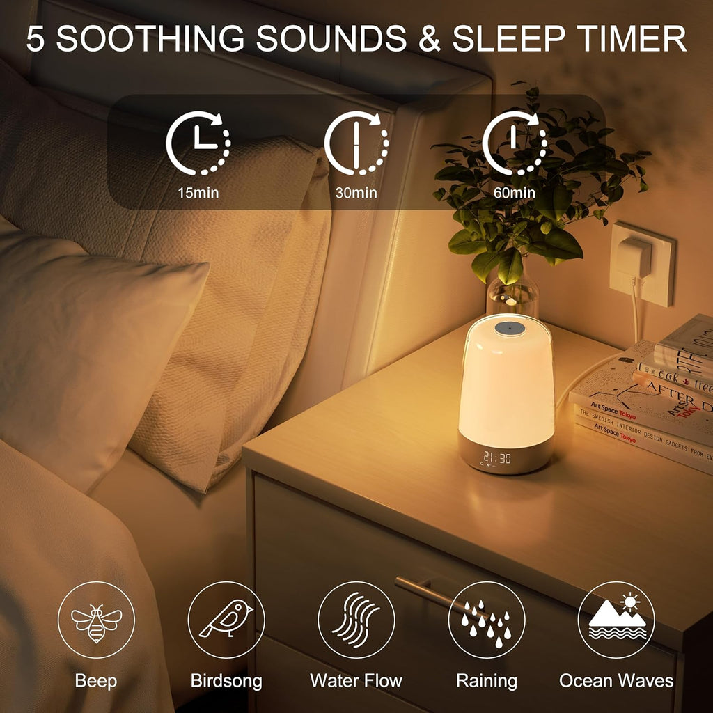 Dimmable Touch Sunrise Alarm Clock with 6 RGB Colors 5 Nature Sounds O8732