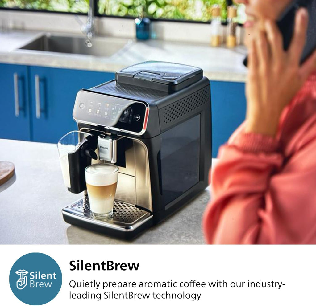 Fully Automatic Espresso Machine with Touch Display, Milk Frother, Ceramic Grinder, AquaClean Filter, Black Chrome A985