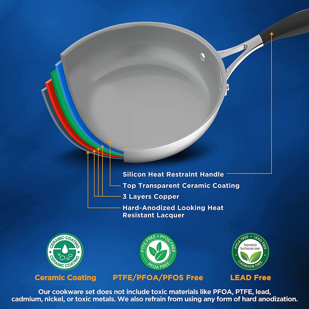 16-Piece Non-Stick Ceramic Cookware Set with Nylon Utensils Z1985